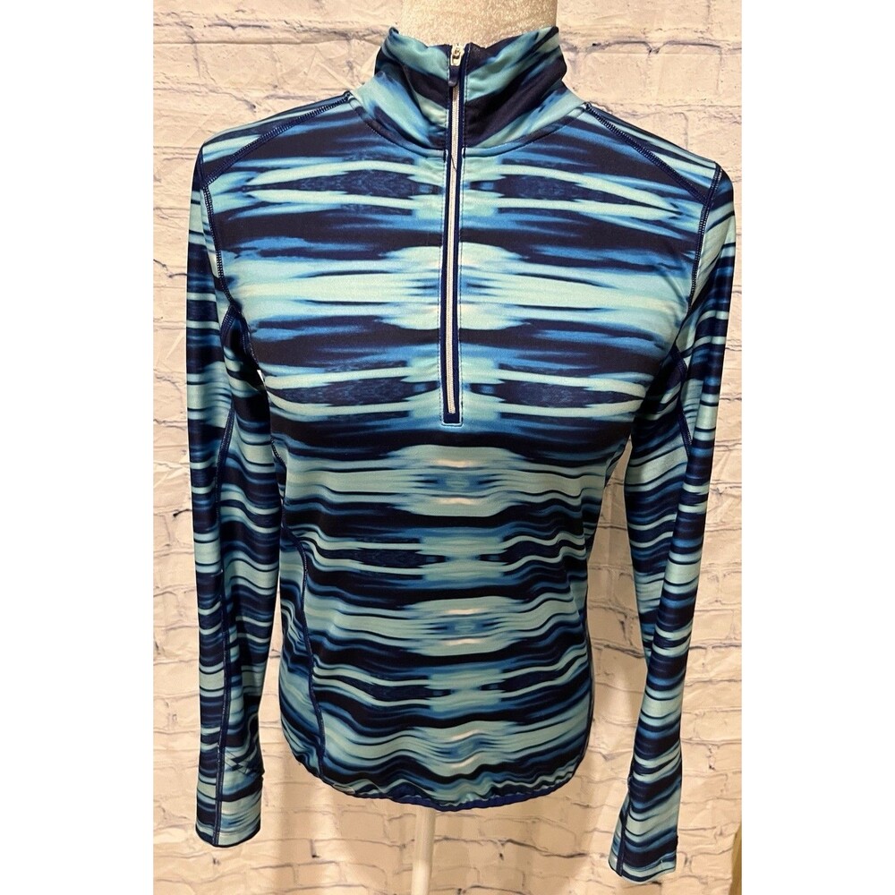 Lauren RALPH LAUREN ACTIVE Women's 1/4 Zip Athletic Top Blue/light blue Small